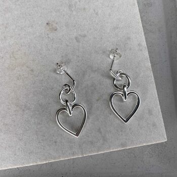 Sterling Silver Statement Heart Drop Earrings, 6 of 12