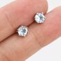 Genuine Blue Topaz Stud Earrings In Sterling Silver, thumbnail 3 of 12