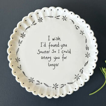 East Of India Porcelain Kitchen Coaster Gift With Quote 'I Wish I'd Found You Sooner', 4 of 4