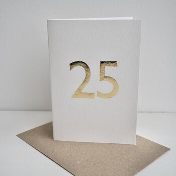 Handmade Gold Leaf 25th Birthday / Anniversary Card, 5 of 8