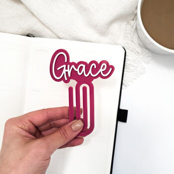 Personalised Acrylic Bookmark Custom Name Planner Clip, 3 of 6