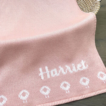 Personalised Knitted Sheep Baby Blanket, 3 of 5