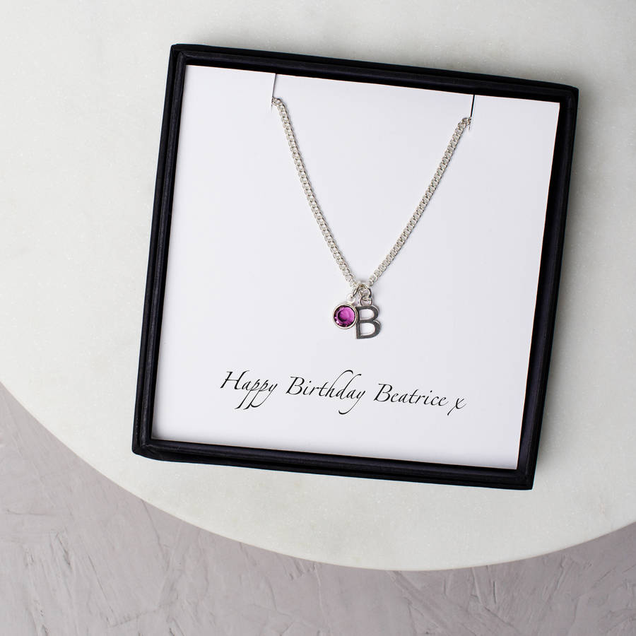 Personalised Swarovski Birthstone And Initial Necklace, 1 of 11