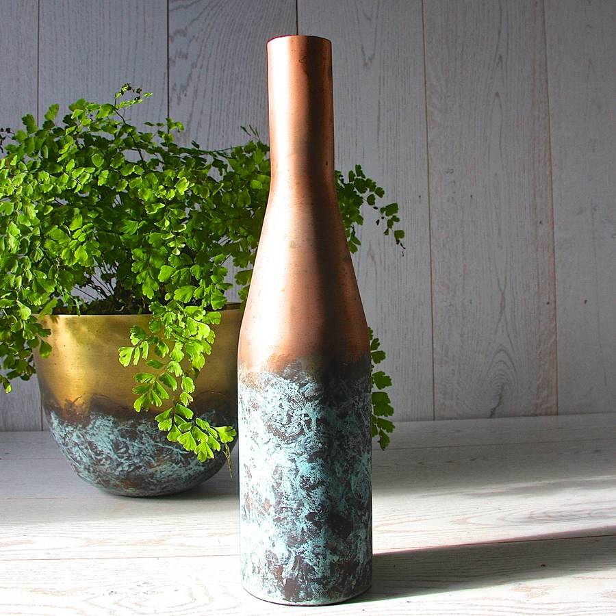 Copper And Verdigris Bottle Vase By London Garden Trading 0580