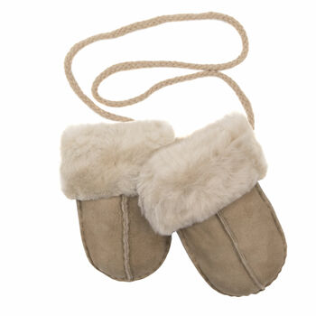 Baby Sheepskin Puddy Mittens On String, 3 of 6