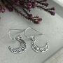 Sterling Silver Mandala Moon Earrings, thumbnail 2 of 7