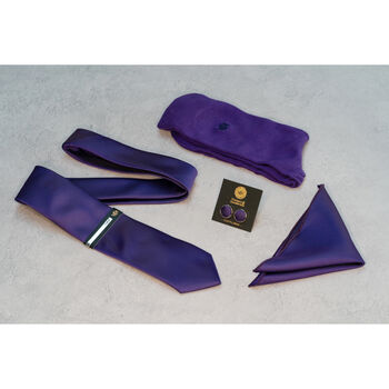 Cadbury Purple Tie Set And Socks Wedding Groomsmen Gift, 4 of 8