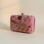 Peacock Rectangular Pink Clutch Bag, thumbnail 2 of 12