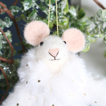 Christmas Mouse In Faux Fur Coat Tree Decortion, 2 of 3