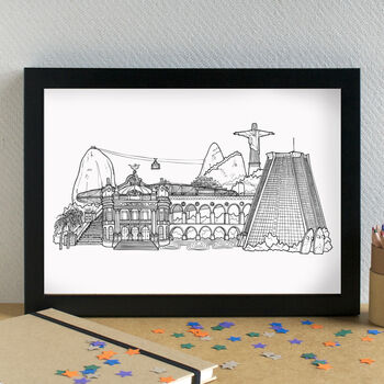 Rio De Janeiro Skyline Travel Art Print Unframed, 3 of 6
