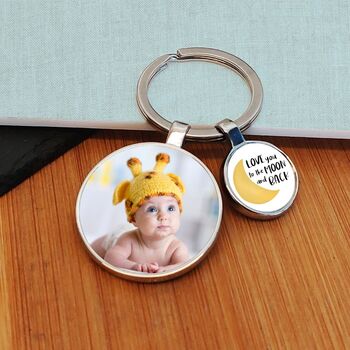 Personalised 'Moon And Back' Photo Keyring, 3 of 4