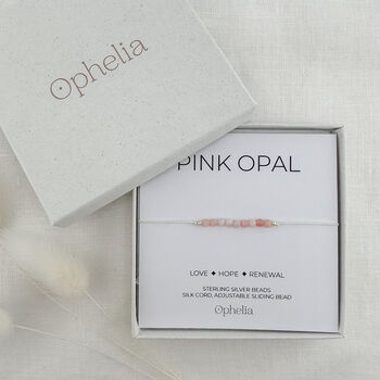 Pink Opal Silk Bracelet October Birthstone Jewellery, 4 of 6