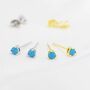 Sterling Silver Tiny Turquoise Cz Stud Earrings, thumbnail 3 of 12