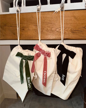 Personalised Velvet Bow Gift Sack, 10 of 12