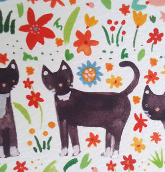Three Cats Floral Greetings Card, 8 of 9