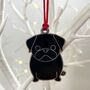 Pug Dog Christmas Tree Decoration, thumbnail 3 of 7