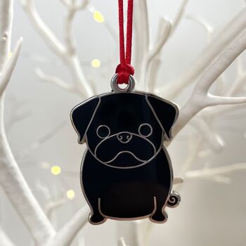 Pug Dog Christmas Tree Decoration, 3 of 7