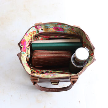 Brown Leather Pocket Tote Handbag, 5 of 6