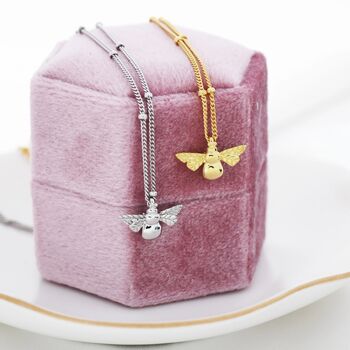 Tiny Bumble Bee Pendant Necklace In Sterling Silver, 6 of 12