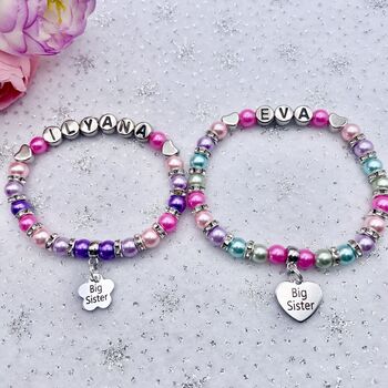 Personalised Best Big Sister Ever Charm Bracelet, Baby Shower Gift, 10 of 11