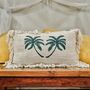 Linen Cushion 30x50cm Palm Tree With Fringe, thumbnail 3 of 5