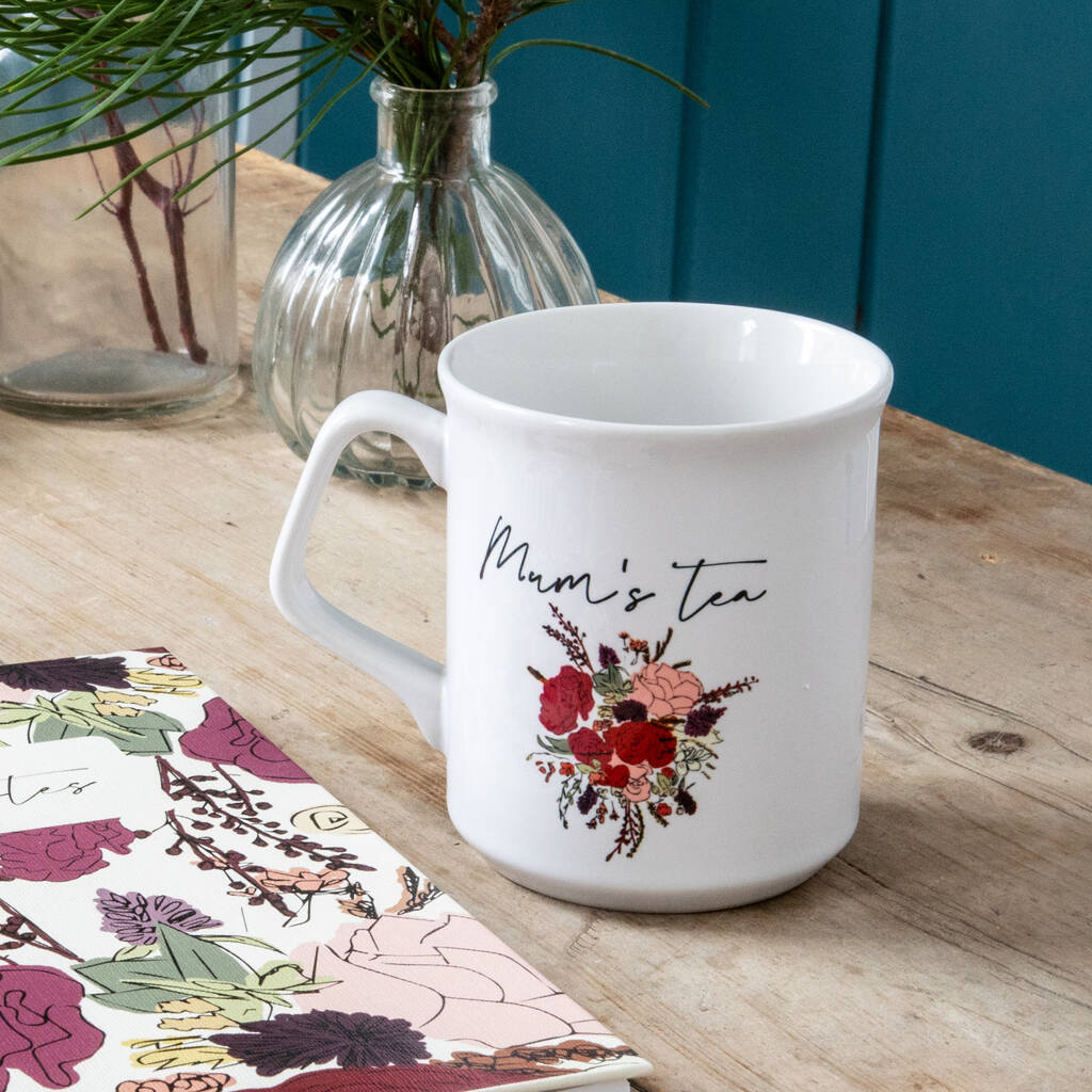 Personalised Elegant Floral Bouquet Mug By The Gifting Knot