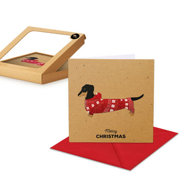 Christmas Glitter Onesie Dachshund, Box Of 10 Cards, 2 of 3