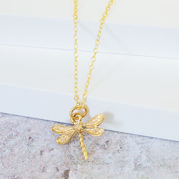 Gold Vermeil Dragonfly Necklace, 3 of 8