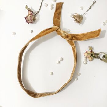 Bronze Thin Velvet Wire Headband, Skinny Headband, 4 of 7