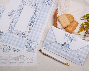 A4 Origami Writing Paper That Folds Into An Envelope With Blue Floral Design, 2 of 5
