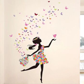 Fairy Girl Butterflies Wall Vinyl Decor, Two Designs, 2 of 10