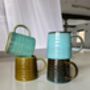 Set Of Four Reactive Glaze Mugs In Lagoon Glazes, thumbnail 5 of 9
