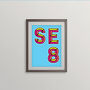 Se8 London Postcode Neon Typography Print, thumbnail 2 of 4