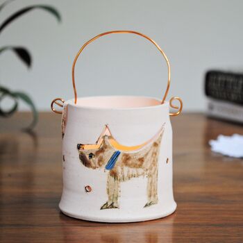 Dog Ceramic Tealight Holder With Copper Wire, 2 of 4