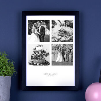 Personalised Four Photos Wedding Print, 5 of 7