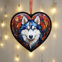 Husky Stained Glass Effect Heart Suncatcher, thumbnail 2 of 5