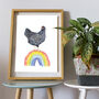 Speckled Hen On Rainbow Art Print, thumbnail 2 of 2