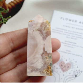 Flower Agate Crystal Tower With Optional Mini Crystal, 8 of 12