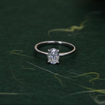 Sterling Silver One Carat Oval Moissanite Diamond Classic Single Stone Engagement Ring, 4 of 10