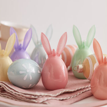 Six Pastel Glass Bunny Egg Decorations, 4 of 4