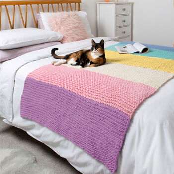 Pastel Dreams Throw Blanket Beginners Knitting Kit, 3 of 9