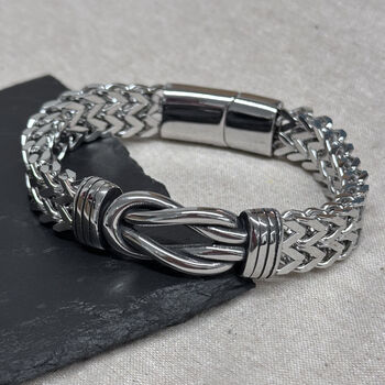 Personalised Men's Woven Steel Infinity Knot Bracelet, 2 of 2