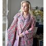 Block Printed Apricot, Navy And Persian Red Floral Cotton Dressing Gown, thumbnail 3 of 8
