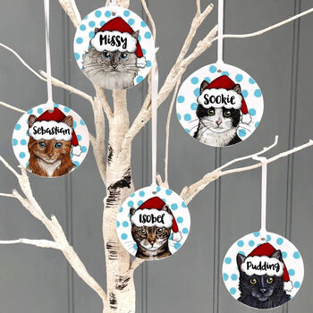 Christmas Personalised Ceramic Cat Decoration, 3 of 6