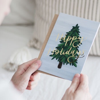 Happy Holidays Scandi Christmas Tree Card, 2 of 2