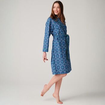 Women's 'Marrakesh Paisley' Cotton Mid Length Robe, 3 of 5