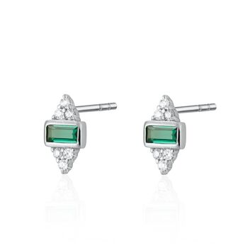 Audrey Stud Earrings With Green Stones, 4 of 5
