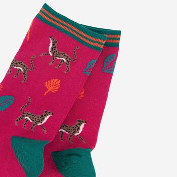 Women's Jungle Cheetah Print Bamboo Socks, 4 of 5