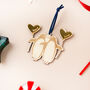 Penguins With Gold Balloons Personalised Christmas Tree Decoration, thumbnail 5 of 7