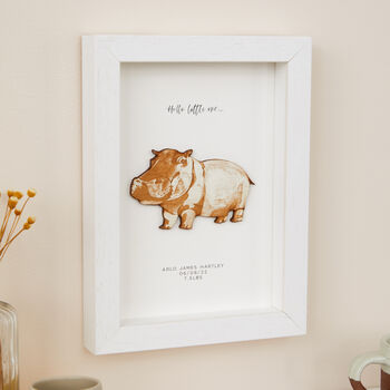 Personalised Hippo Wall Art New Baby Gift, 3 of 5